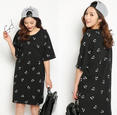 韩版新款孕妇装 春夏季印花长款T恤裙，舒适与时尚的完美融合